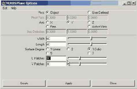    NURBS Plane Options